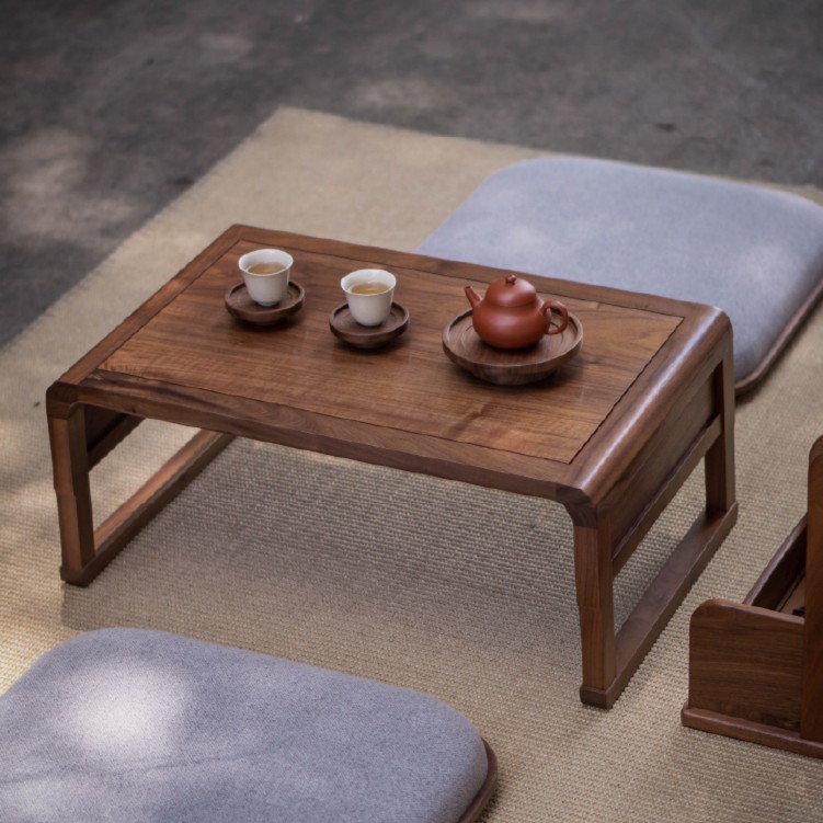 新中式实木炕桌黑胡桃木榻榻米禅意茶室小炕几阳台茶桌飘窗茶台
