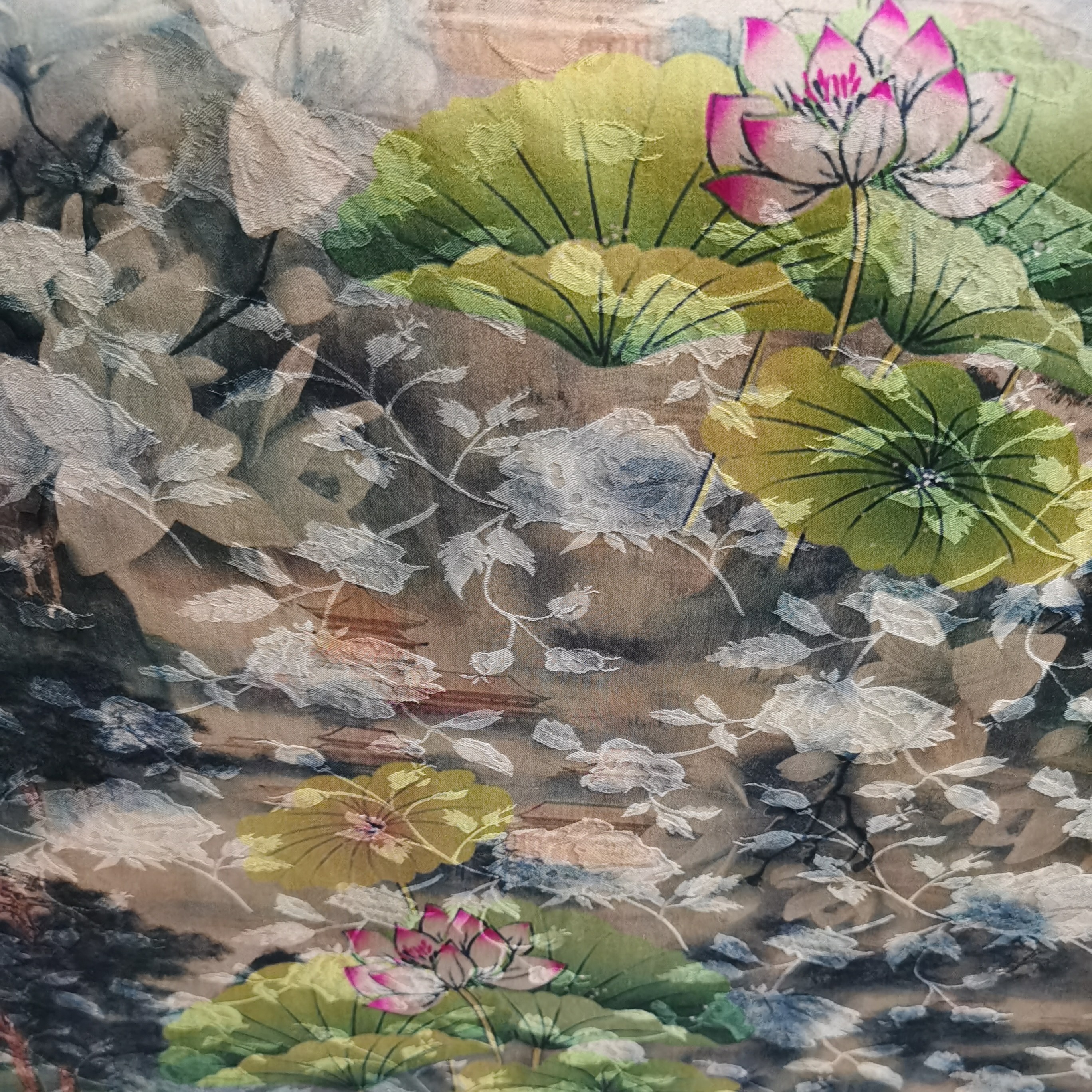 湖丝花萝缎面香云纱布料连衣裙纺织品国风真丝桑蚕丝旗袍制衣面料