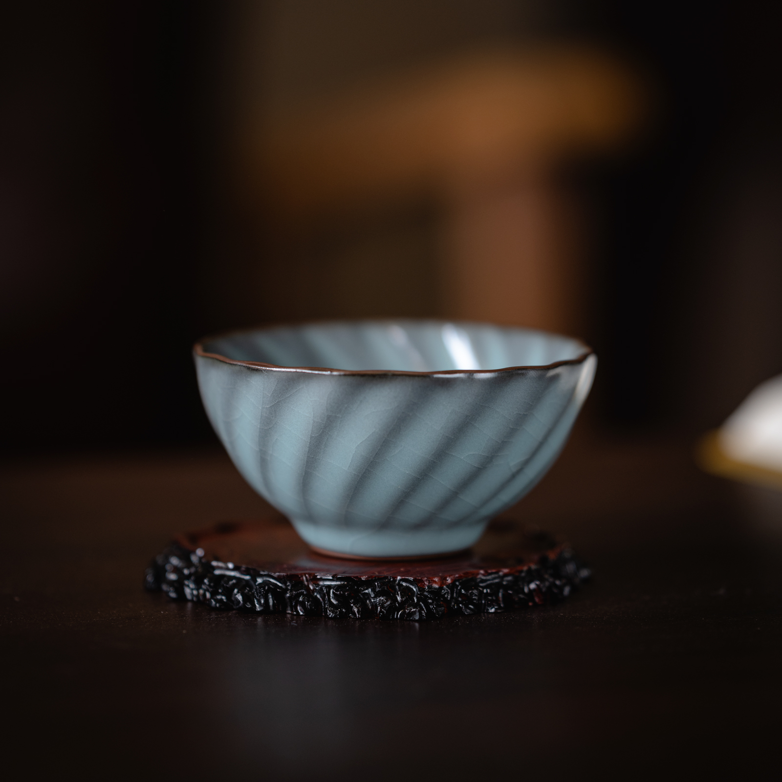 景德镇手工天青汝窑官窑主人杯 异形汝窑盏 宋代五大名窑之首陶瓷