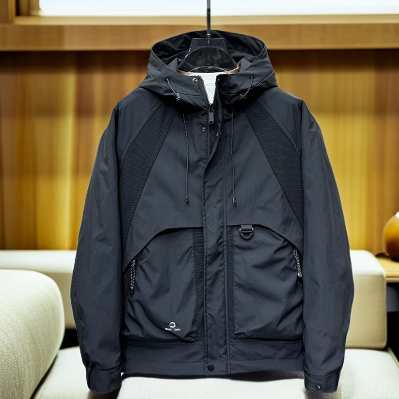 仓石一树秋季连帽夹克宽松外套男士潮流户外百搭工装简约冲锋衣潮