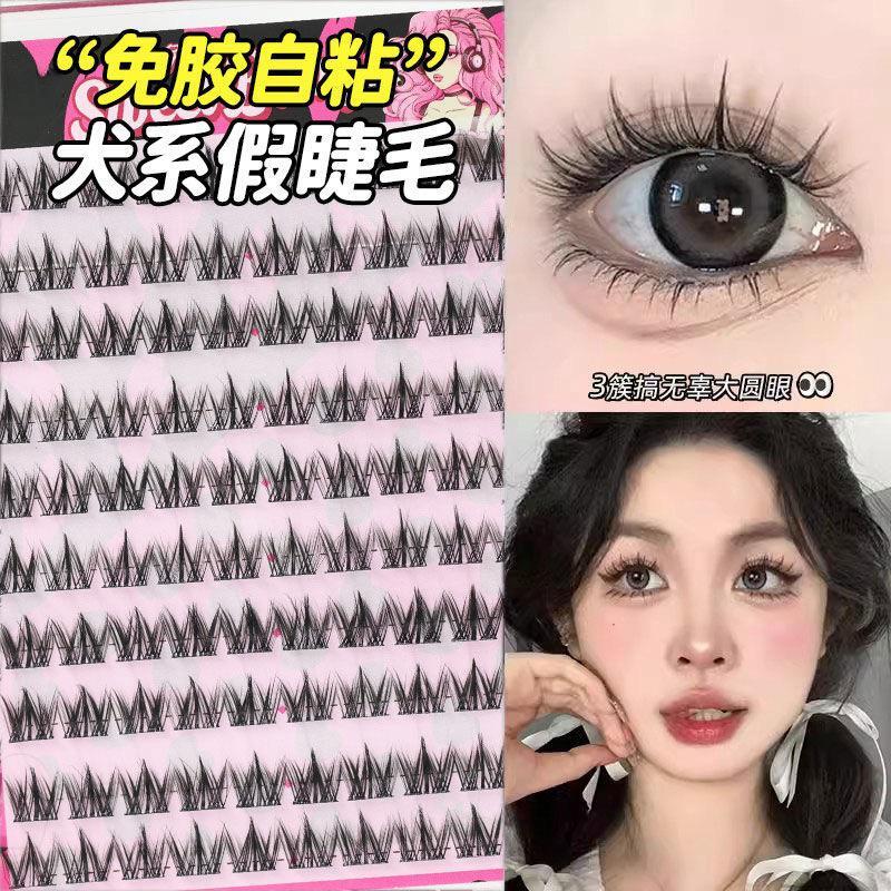 免胶100簇犬系假睫毛~懒人小奶狗漫画超软眼睫毛超自然新手果冻胶