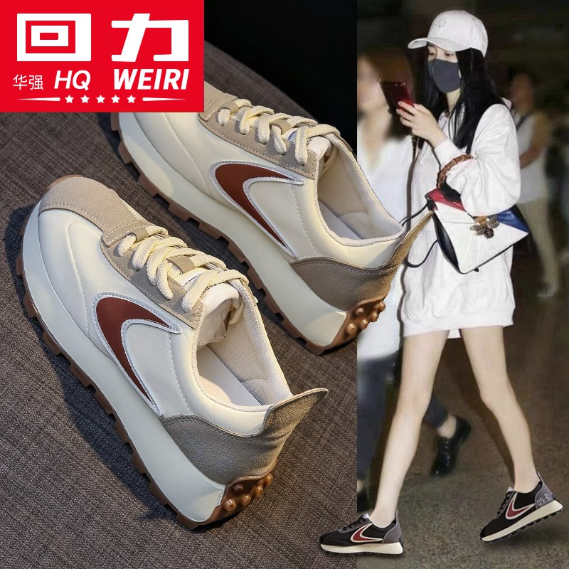 华强回力华夫阿甘鞋女2023新款秋季百搭运动老爹鞋牛网红透气软底