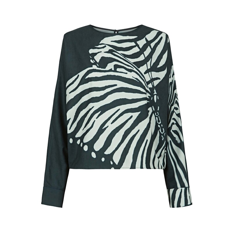 圣迪奥春季长袖时尚休闲宽松印花圆领百搭衬衫S24180512