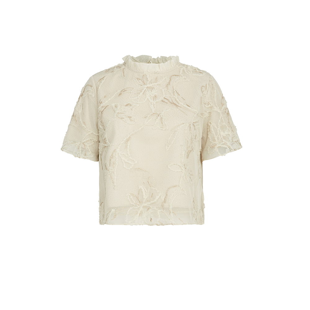 圣迪奥夏季新中式百搭轻奢提花时尚宽松女装上衣S242Z0406