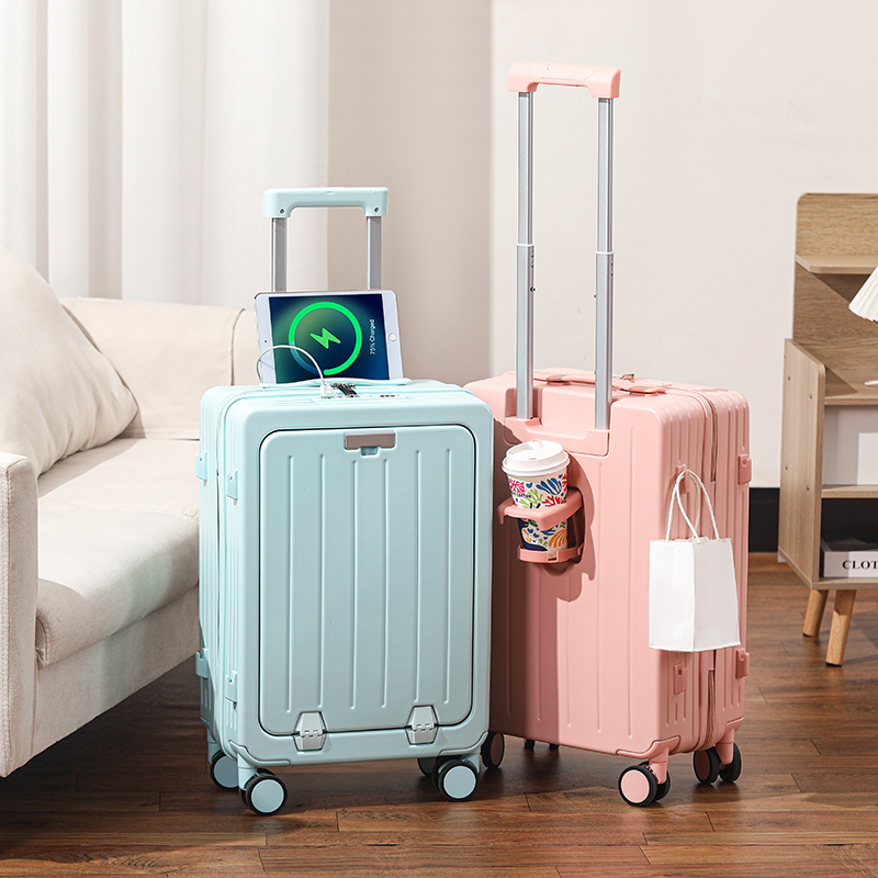 前开口新款2024登机行李箱旅行行李箱女士拉杆箱皮箱子结实耐用