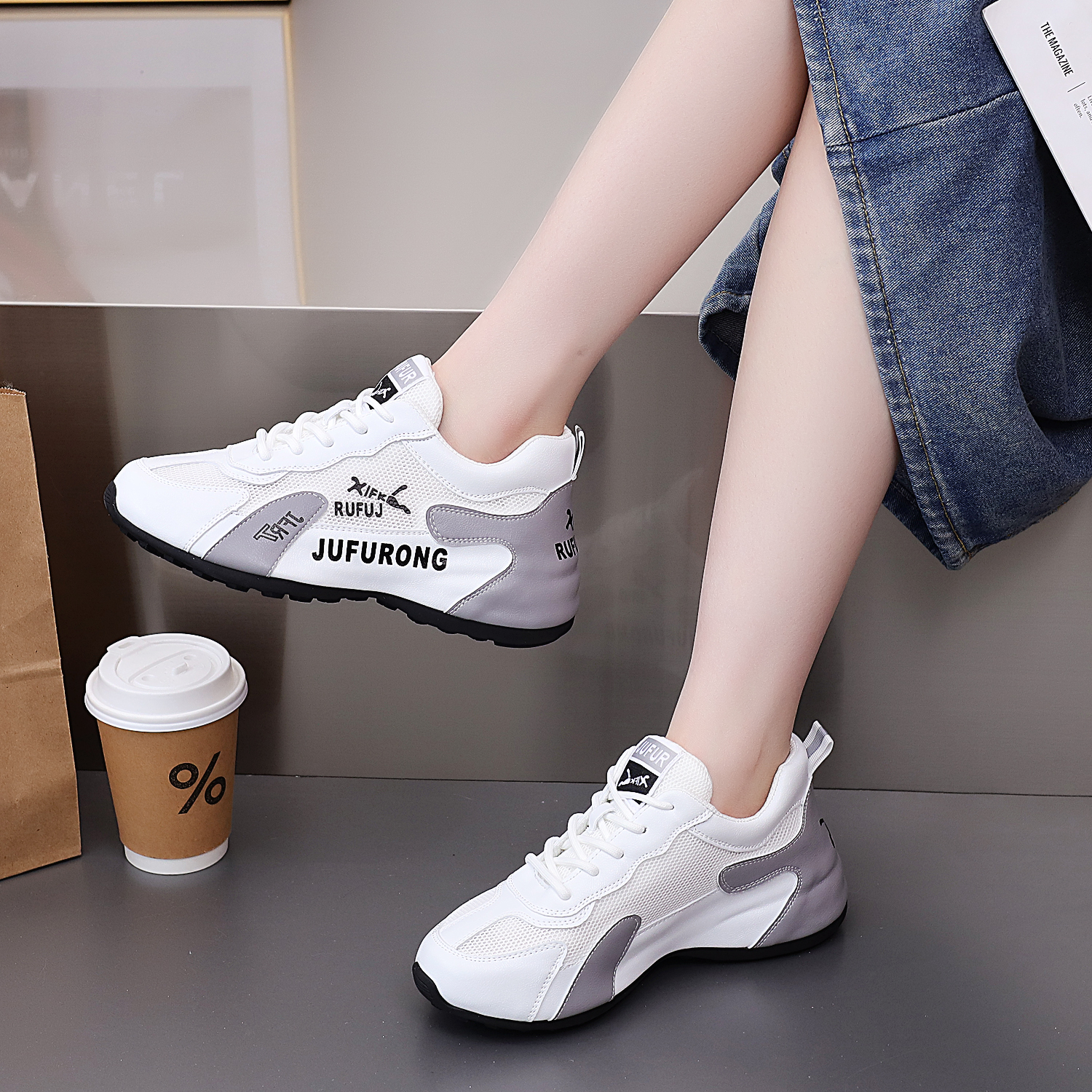 【皮面】春夏百搭透气软底休闲运动鞋潮鞋厚鞋减震休闲鞋JFR9918