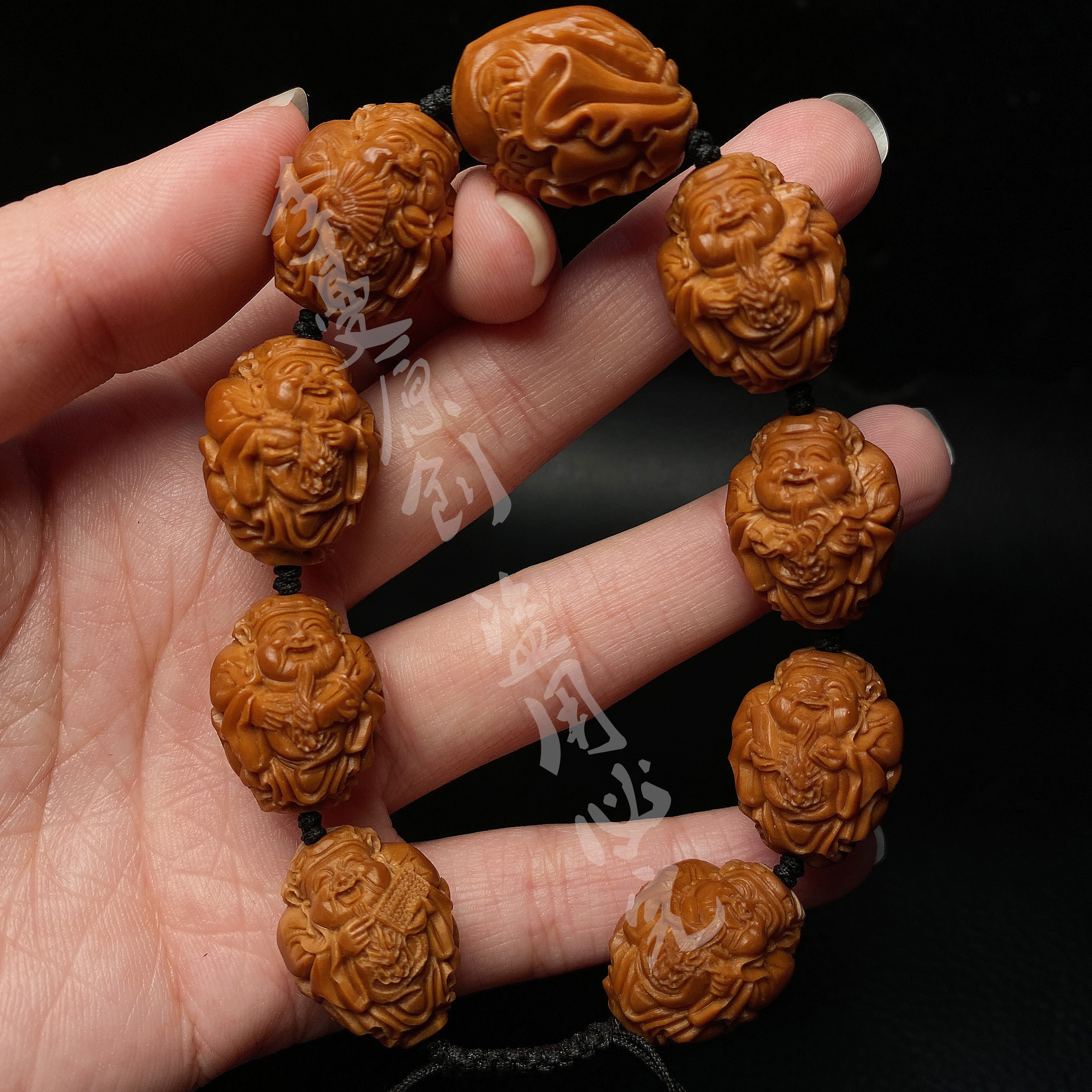 1.6财源滚滚手串手链橄榄核雕刻文玩工艺品核雕