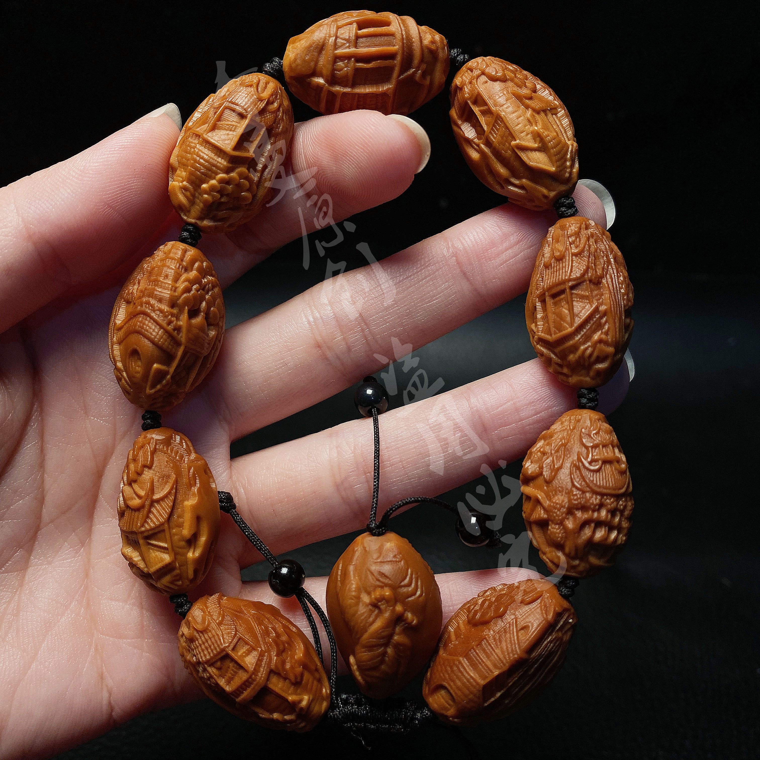 风景园林手串手链橄榄核雕刻文玩工艺品核雕