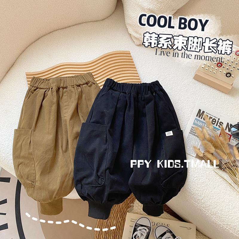 宝宝春秋季束腿长裤男童韩版灯笼裤儿童百搭休闲裤小童洋气裤子潮