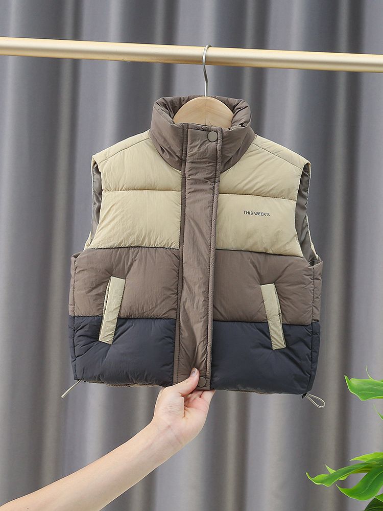 儿甲秋冬装23新款加厚男童女童保暖背心洋气宝宝时尚