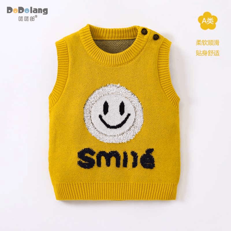 2024新款春秋冬季婴幼百搭儿童马甲背心男女童卡通可爱韩版针织衫