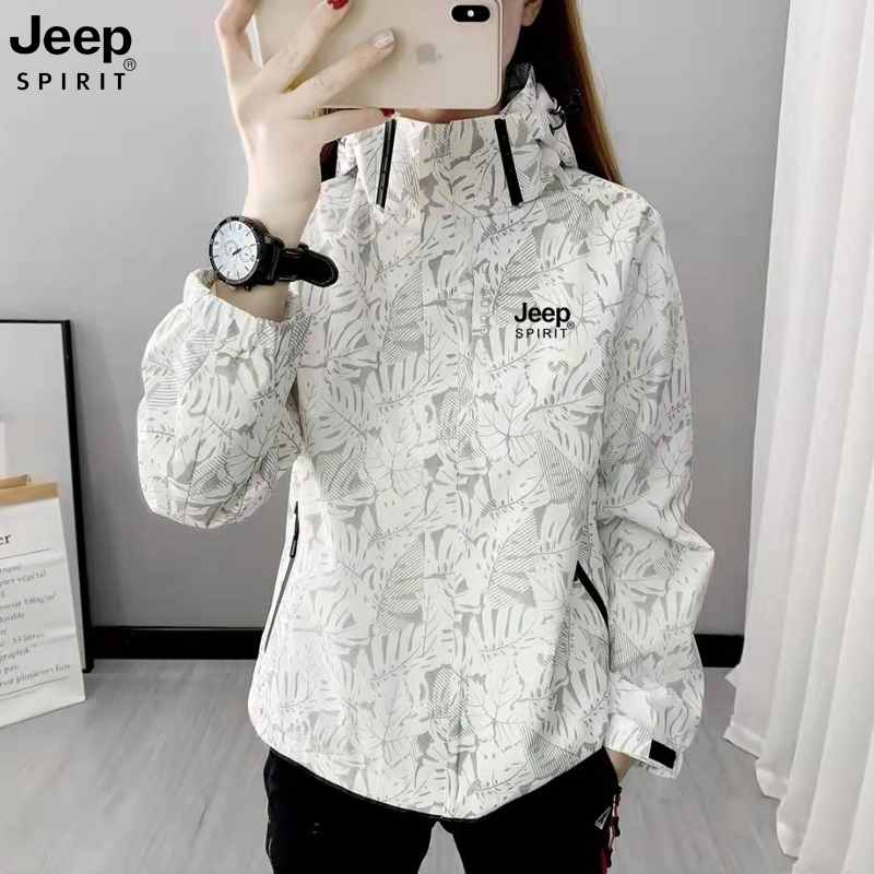 JEEP户外冲锋衣女春秋季三合一可拆卸防风防水加厚夹克风衣外套男