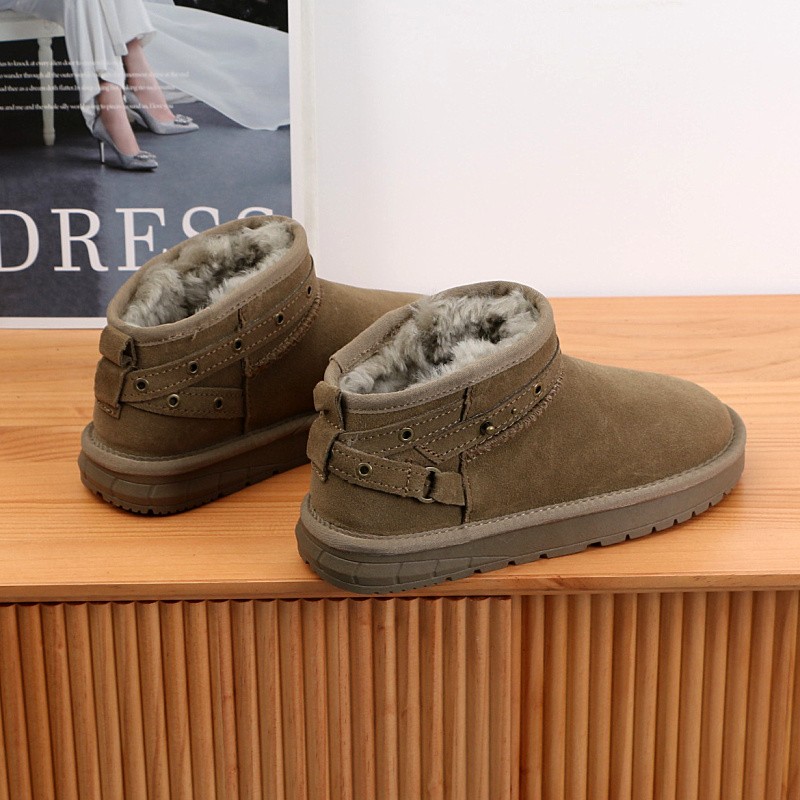 卓诗尼沿荐雪地靴女短筒2023年冬季新款短靴皮毛一体保暖低帮加绒