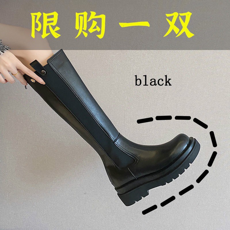 卓诗尼沿荐大筒围骑士靴女粗腿高筒厚底小个子长筒靴适合腿粗的大