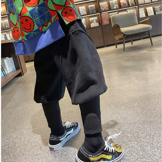 【小扬哥推荐】男童秋冬加绒裤子2024新款儿童休闲裤宽松炸街运动