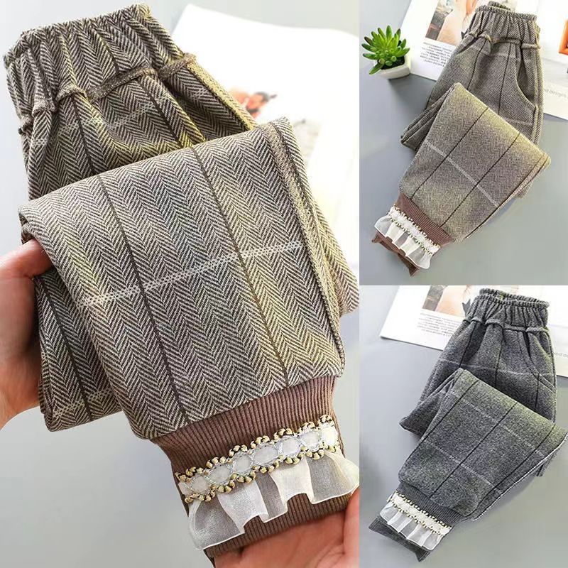 【新年大促】童装女童裤子儿童春秋款裤子中童秋冬款女童格子裤中厚