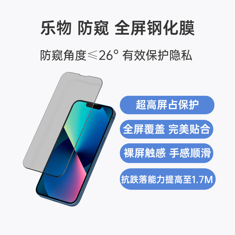 乐物 iPhone16e/14/13/13Pro丝印防窥 全屏钢化膜 苹果14手机膜苹果13Pro保护膜苹果膜苹果14防窥膜