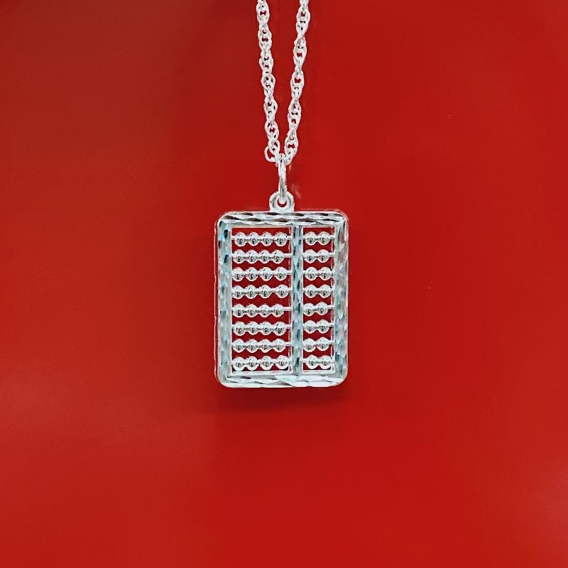 吊坠足银 足银吊坠 碎银项链算盘吊坠精致手工时尚气质··