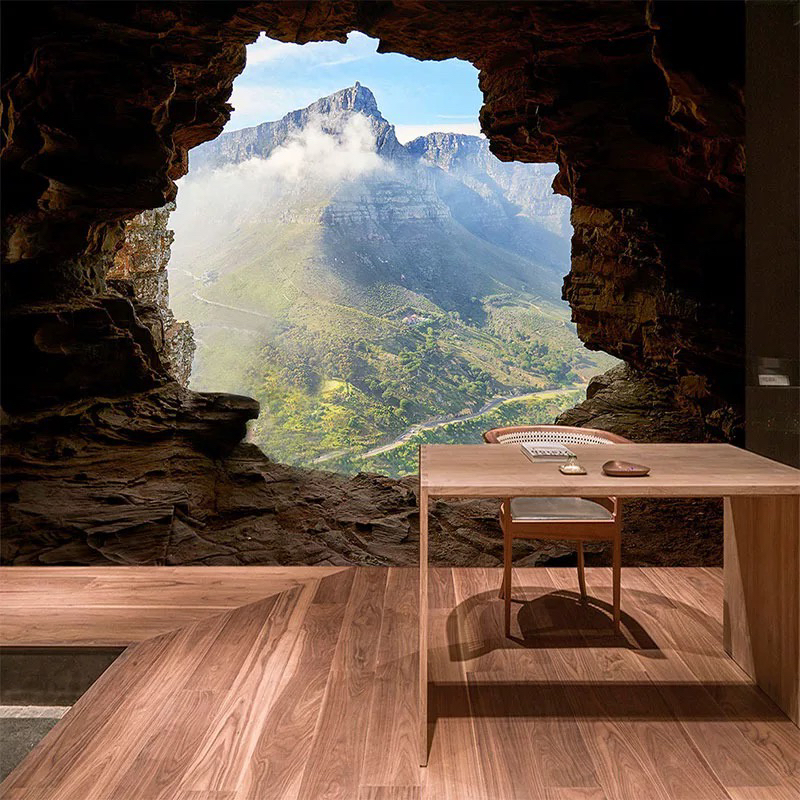 电视背景墙画36D立体浮雕壁画中式山水影视墙大气客厅壁纸壁布