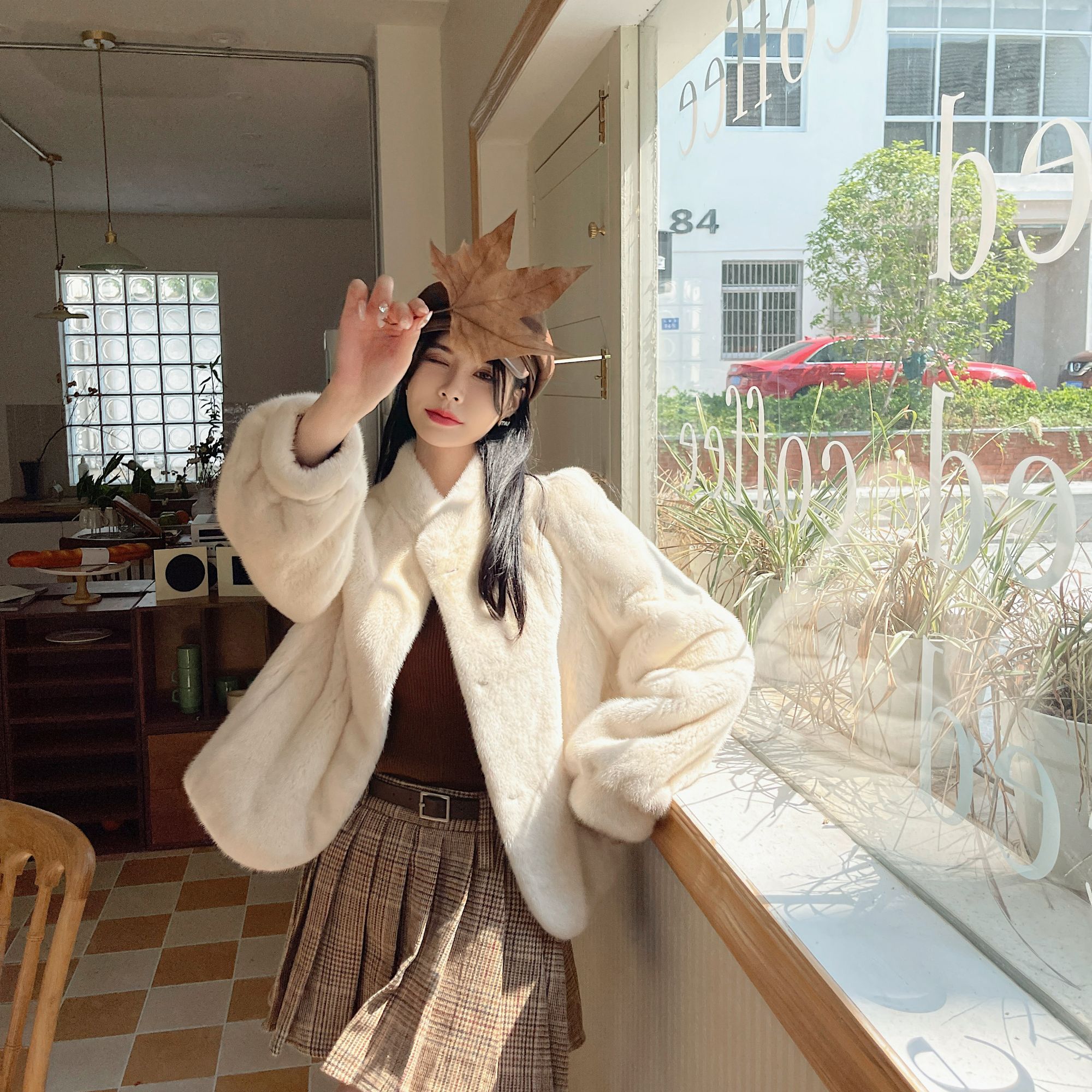 【叁晚晚】新款天鹅绒级水貂外套整貂大衣女轻奢秋冬小香风甜美