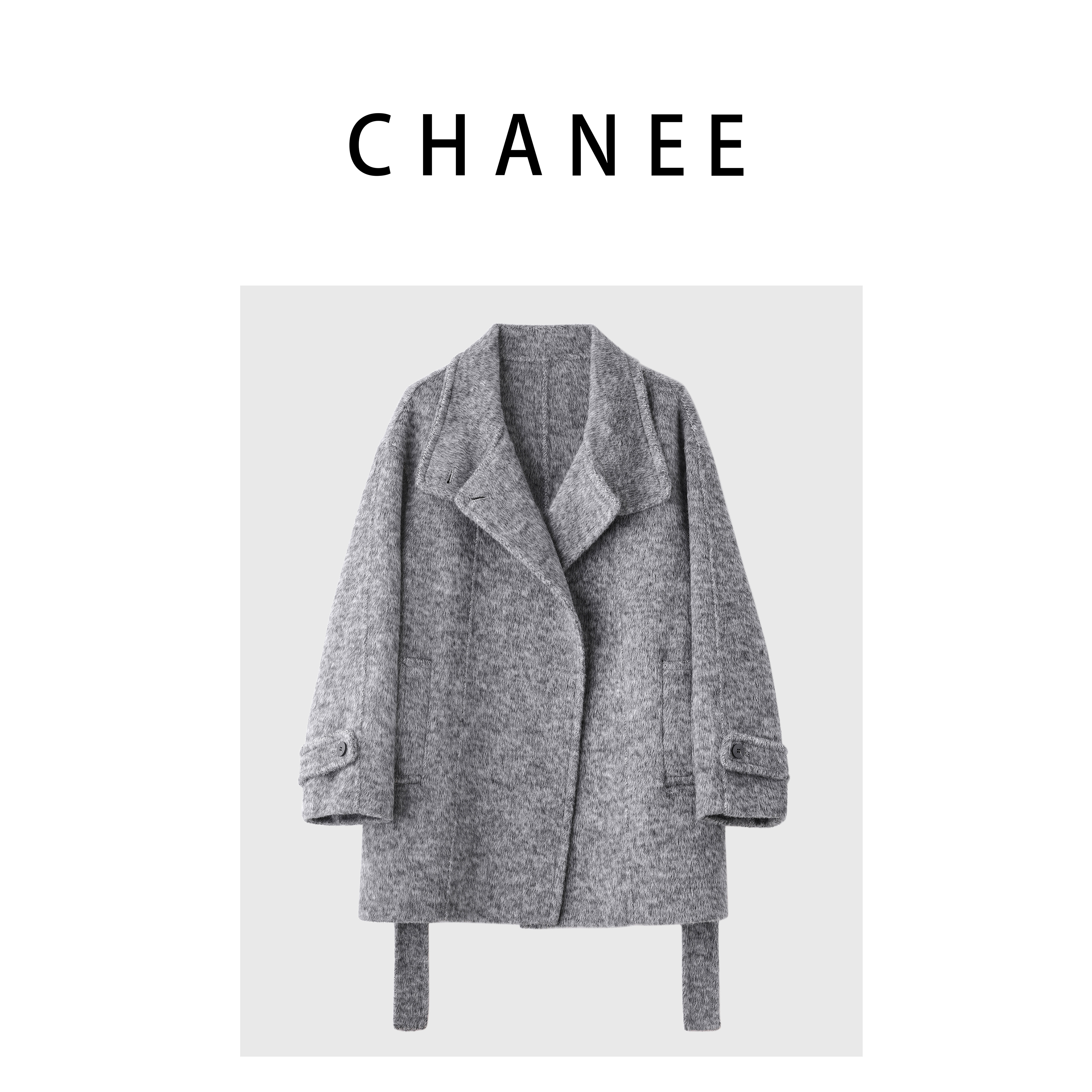 2024赫本小姐双面呢大衣宽松慵懒风双面人工手缝大衣时尚气质