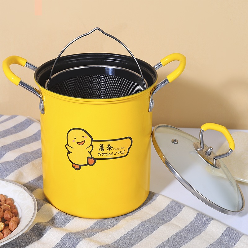 多功能炸炸壶 家用油炸神器防烫防溅锅带滤网带盖子炸锅大容量