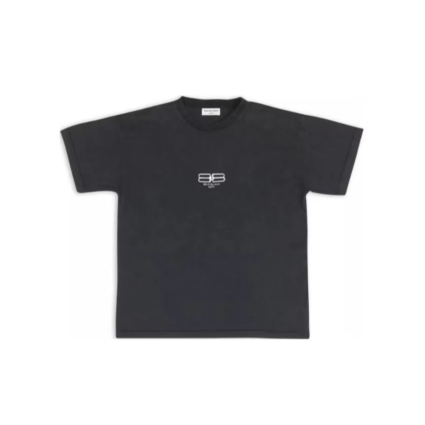 全新未使用 Balenciaga/巴黎世家 22FW宽松圆领印花短袖女款黑色