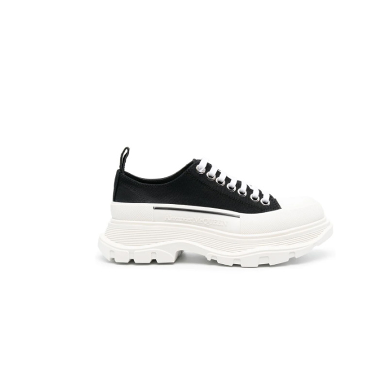 全新未使用 Alexander McQueen/亚历山大·麦昆 帆布厚底马丁靴
