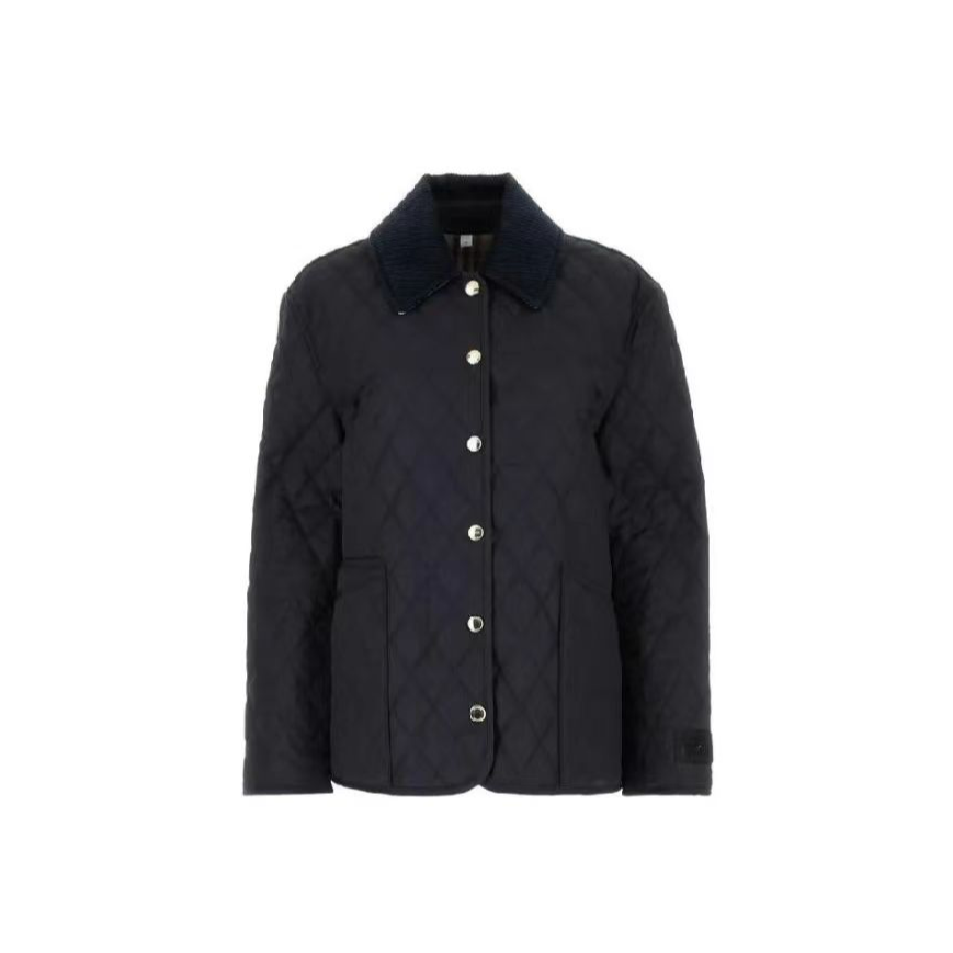 未使用 BURBERRY/博柏利  秋冬藏青色菱格单排扣棉服8065409