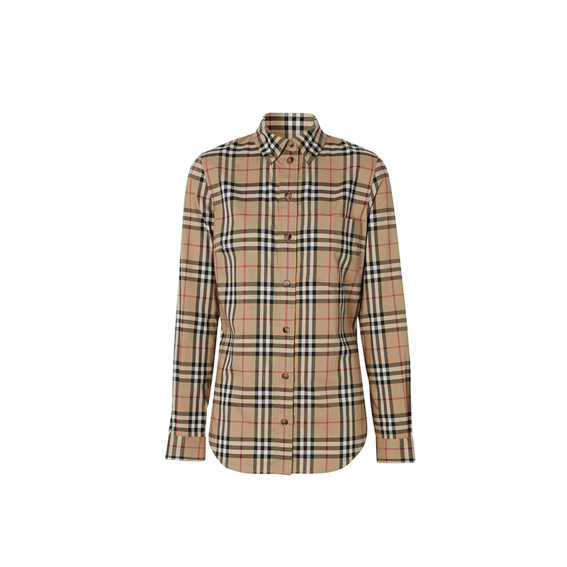 全新未使用 BURBERRY/博柏利 经典女款彩色条纹 格子衬衫 8022284