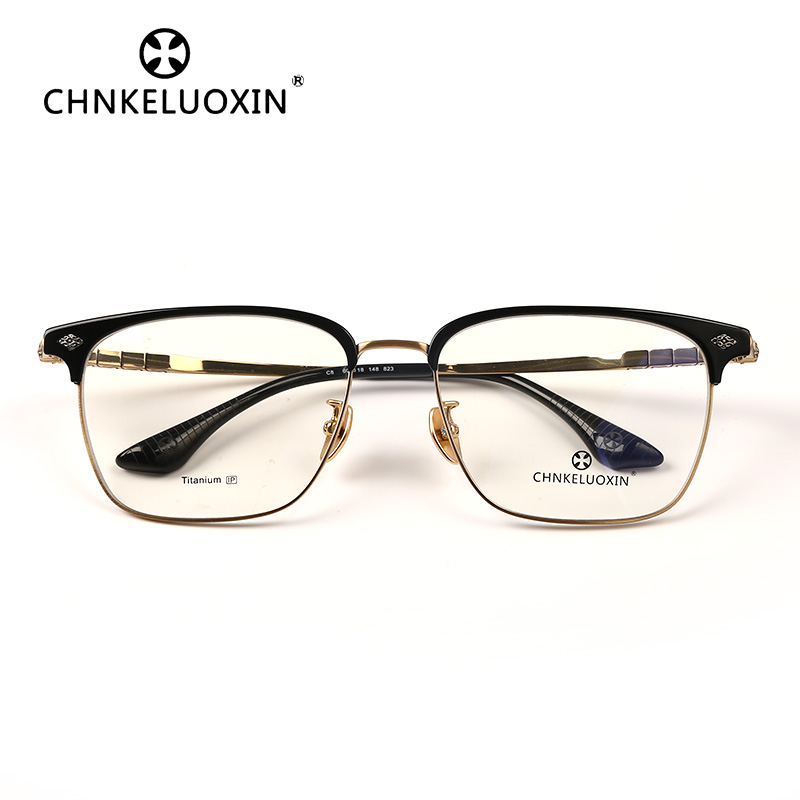 CHNKELUOXIN眼镜框纯钛专用眼镜大脸超大框百搭气质专用眼镜823