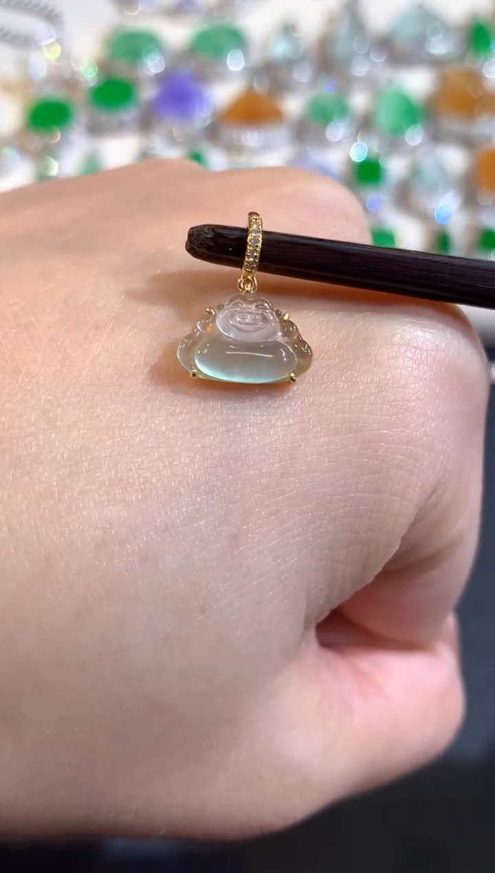 【闪购商品】翡翠吊坠(不含链)18K金镶嵌A586|2500