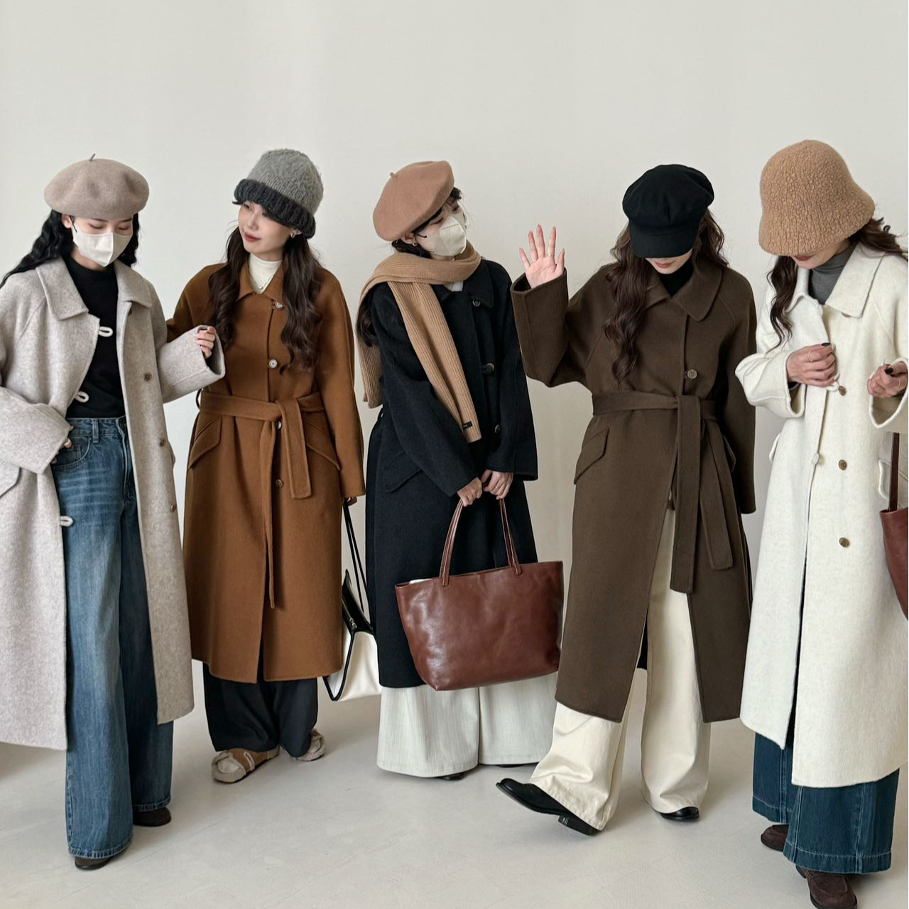 2024秋冬新款时尚气质百搭设计感纯色长款毛呢大衣8820