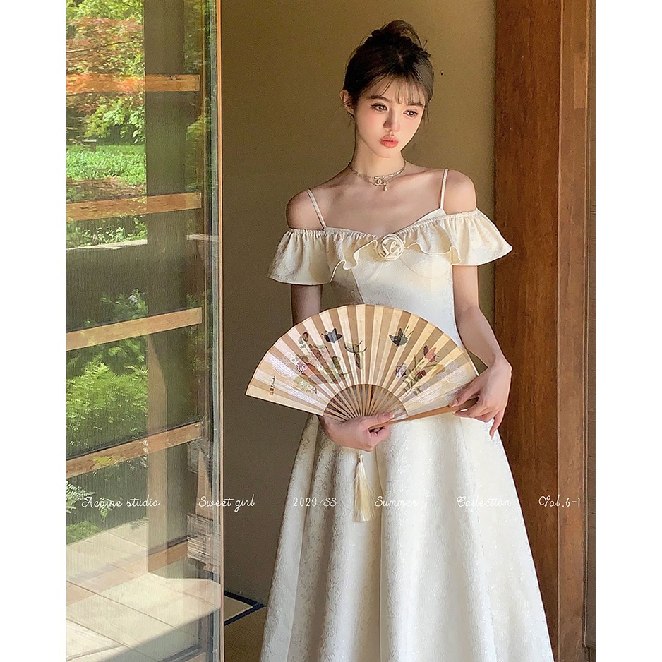 Acaine阿彩呢【佩莱斯晚宴】初恋裙子夏季2023新款礼服吊带连衣裙