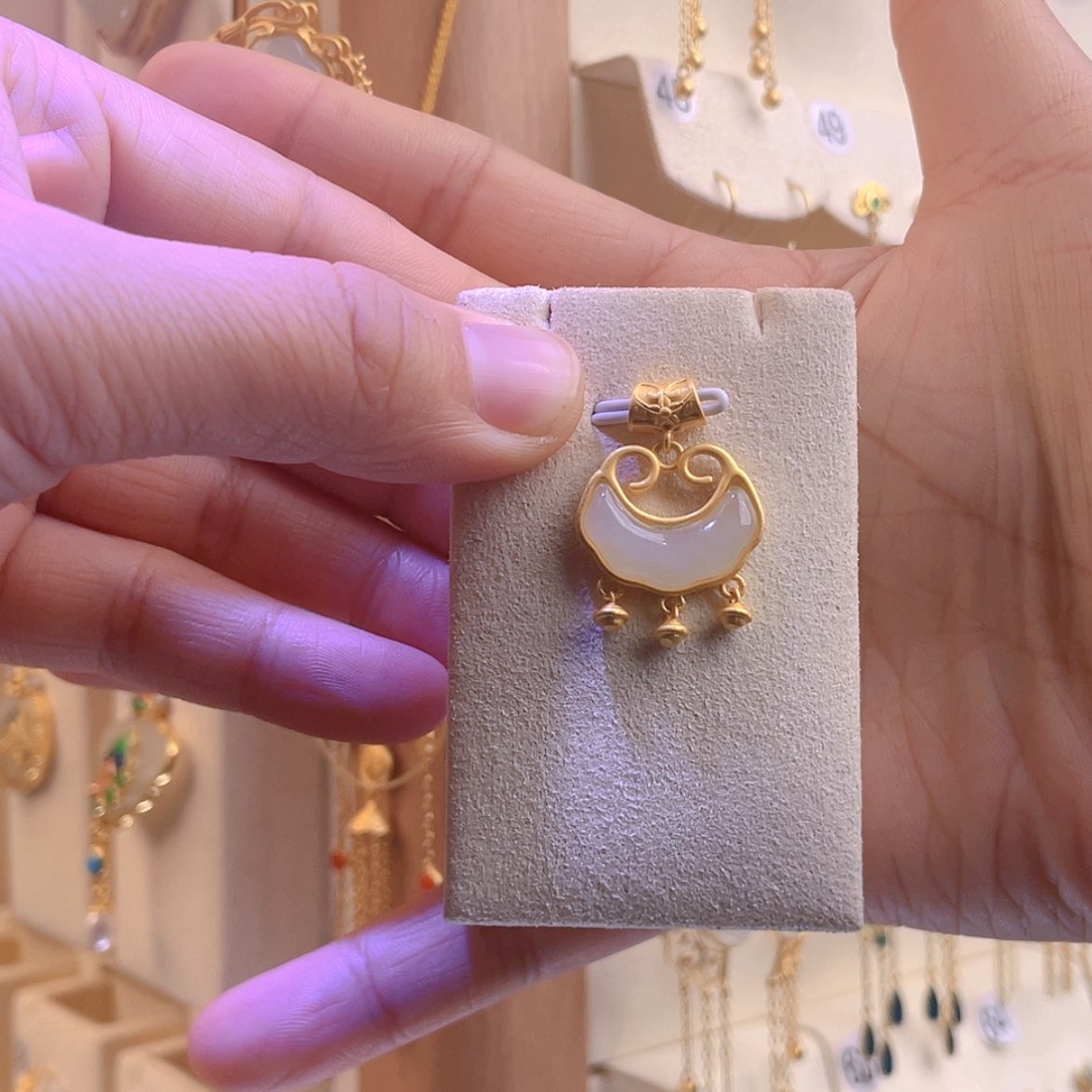 【闪购商品】和田玉颈饰银S925镀金镶嵌