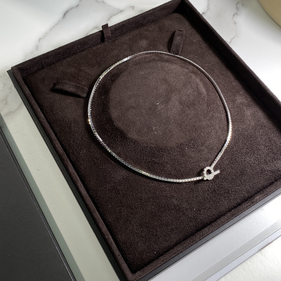 99新 Hermes/爱马仕 SH号白金满钻小Q项链