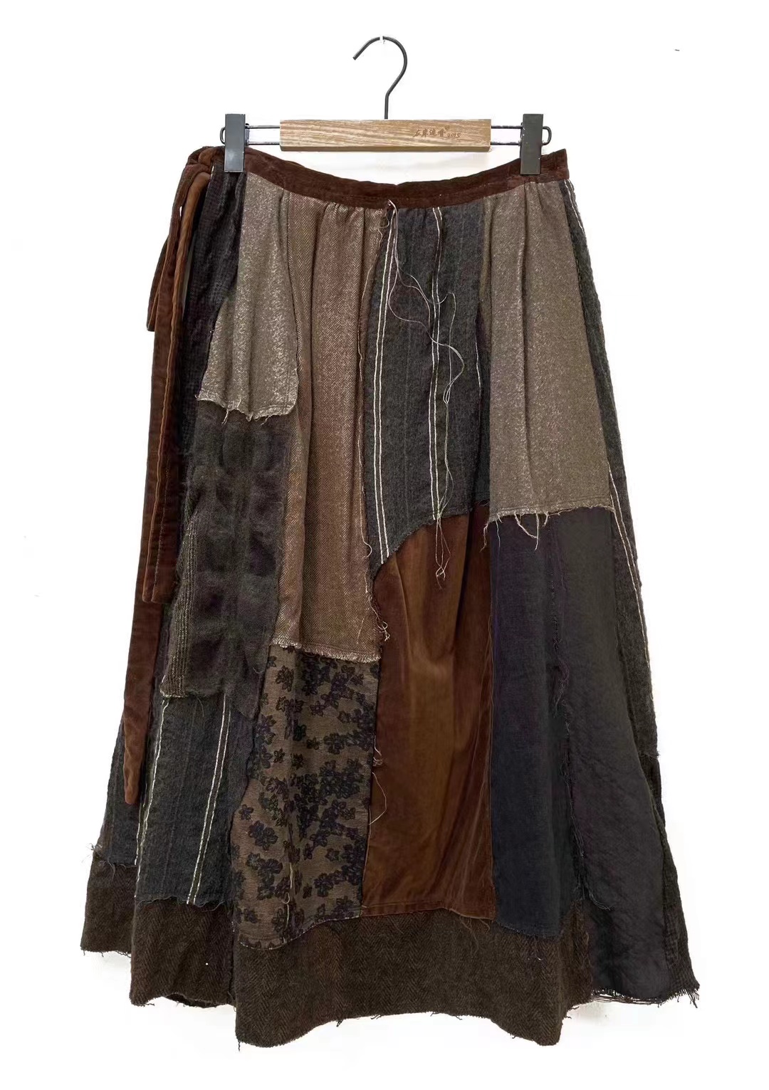 7折山山家-左岸迷香【休闲半身裙】Z22FW2019拼接轻奢宽松复古时尚