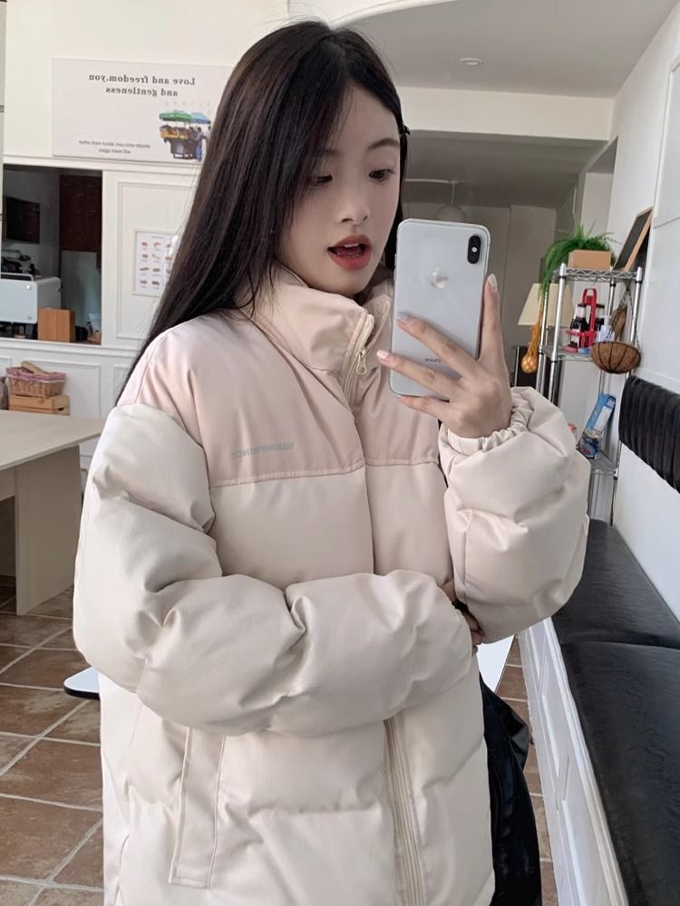 波司澄羽绒服冬季加厚PU皮棉衣棉服女2023新款oversize情侣立领保