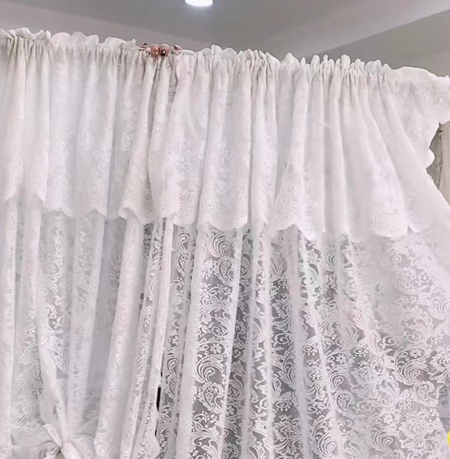 蕾丝纱带窗幔-法式浪漫门帘装饰帘窗帘卧室飘窗阳台公主风满绣纱