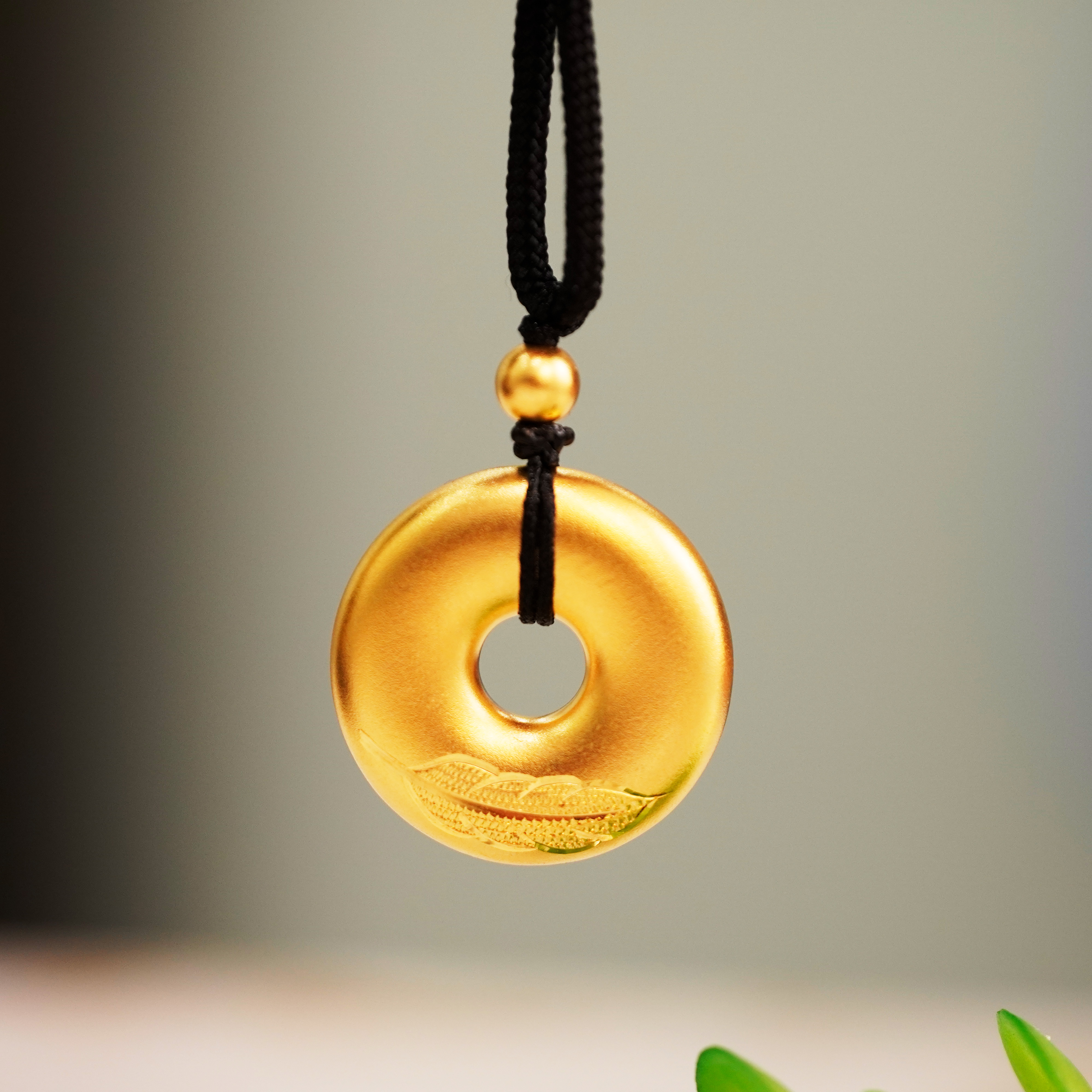 足金999吊坠【平安扣】 传承项坠古法时手工时尚编织编绳复古简约