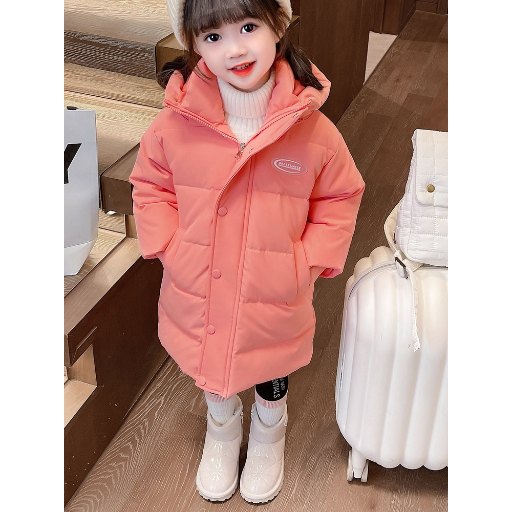 巴拉巴拉女童冬装羽绒服女宝宝冬款洋气长款皮标外套儿童冬季新
