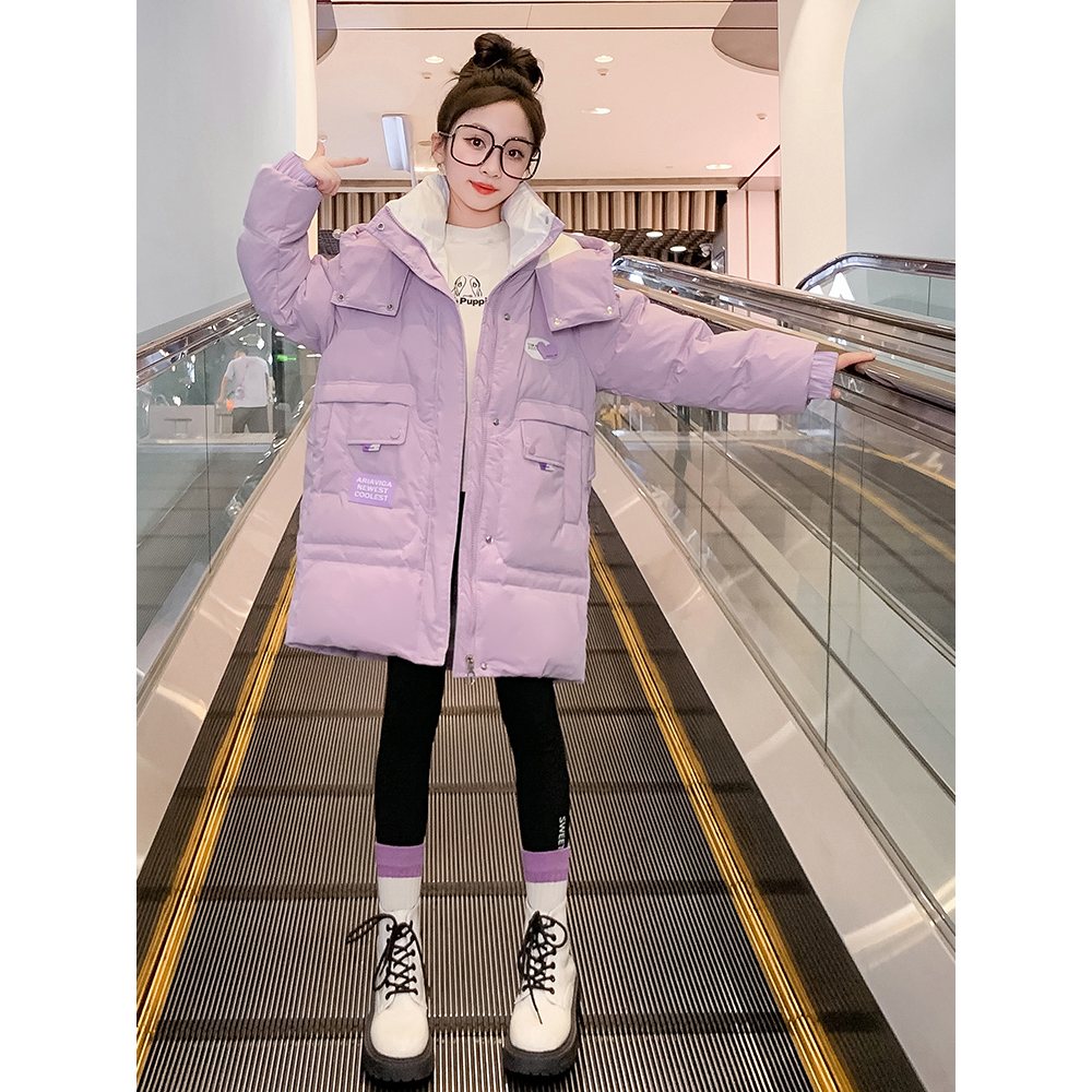 巴拉巴拉女童羽绒服外套2023新款秋冬装加厚女孩冬季加厚大童连帽