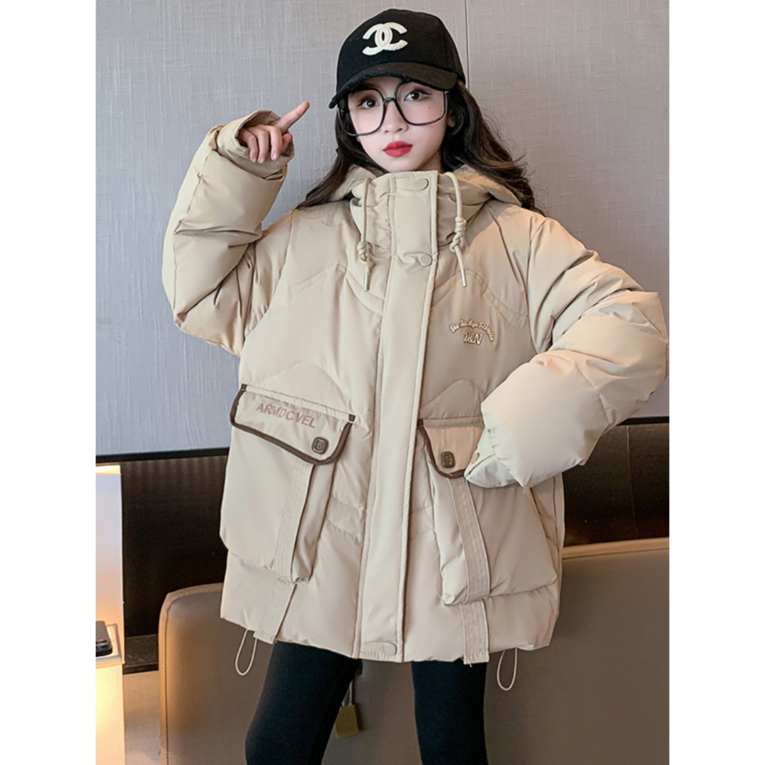 巴拉巴拉女童冬季中长款棉服外套2023新款儿童洋气韩版冬装初中