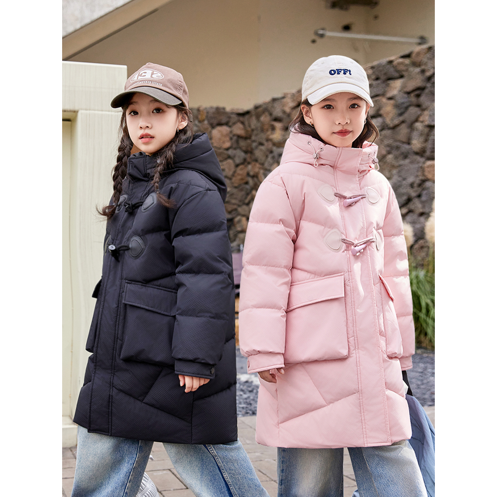 巴拉巴拉2023新款儿童羽绒服女中长款加厚洋气女童中大童保暖冬