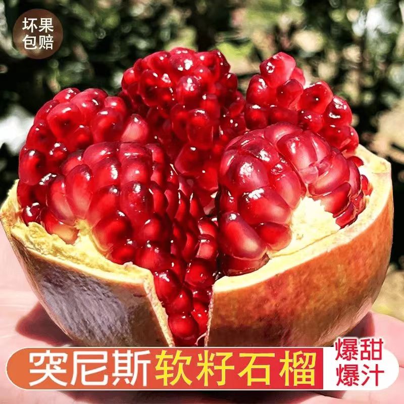 {大凉山会理突尼斯软子石榴}纯甜无酸汁多味美榨汁丰富花青素