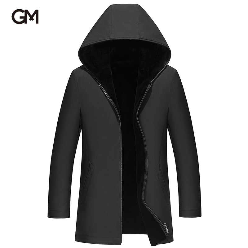 GUSS MART/戈斯迈特双面穿水貂皮草貂绒大衣男士连帽派克服中长款