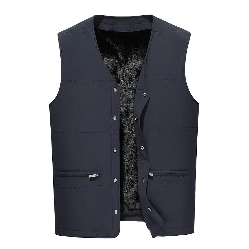 GUSS MART/戈斯迈特水貂皮马甲男士皮草保暖背心居家V领马夹商务