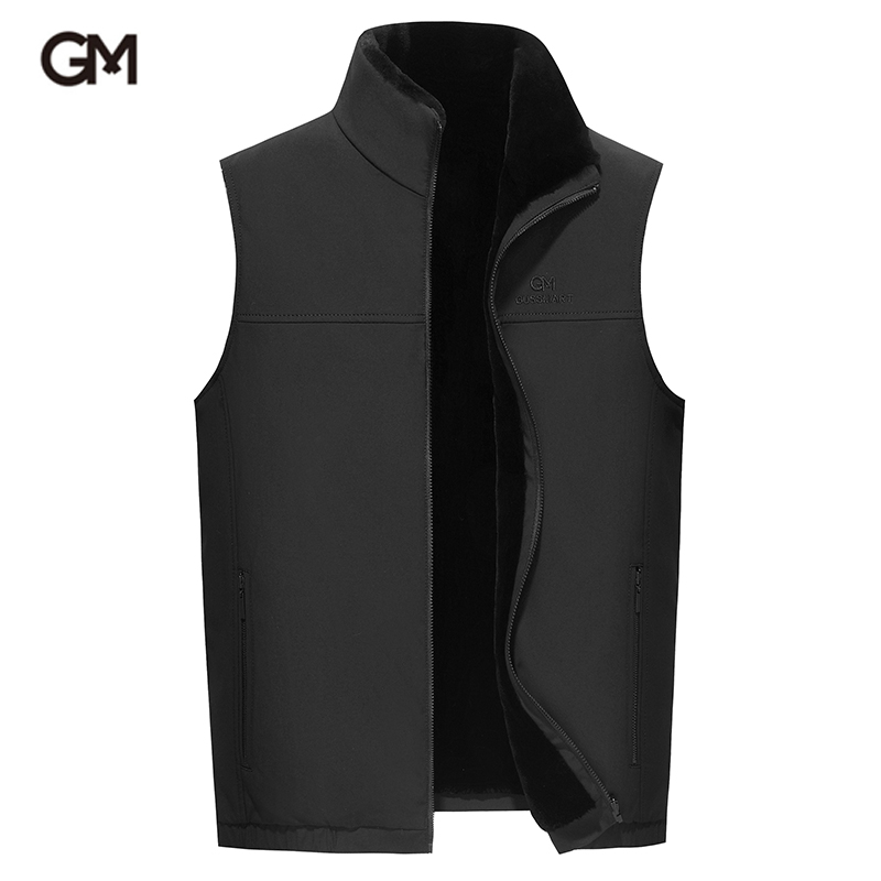 GUSS MART/戈斯迈特进口水貂绒背心男士双面穿水貂皮草马甲立翻领