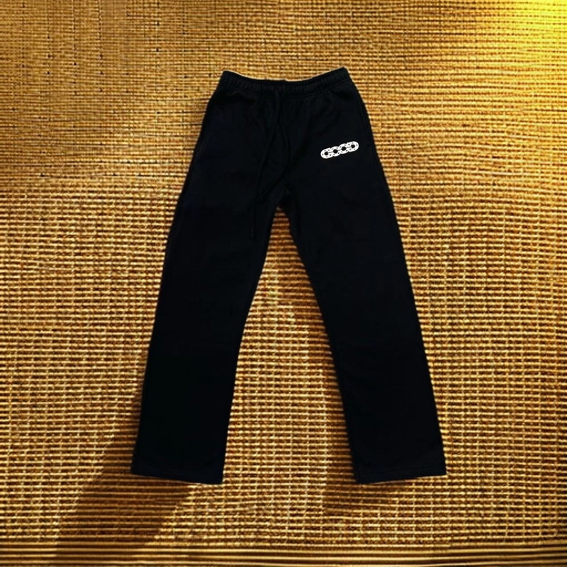  【59号链接-长裤彩钻good】男女同款简约重磅情侣黑色百搭休闲裤