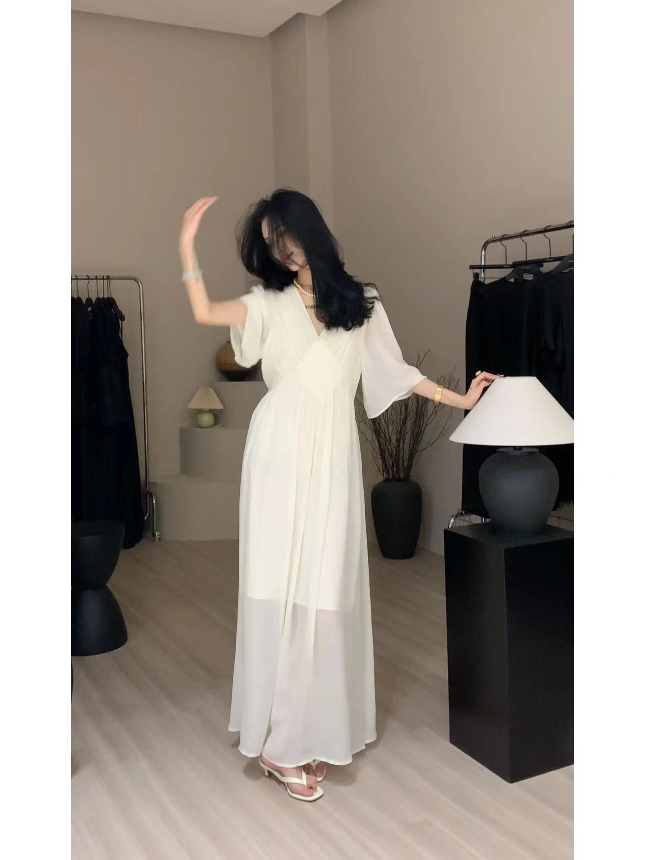 二静子 2024韩国定制料（姑姑）玉帛丝织手工重磅腔调显瘦长裙91189